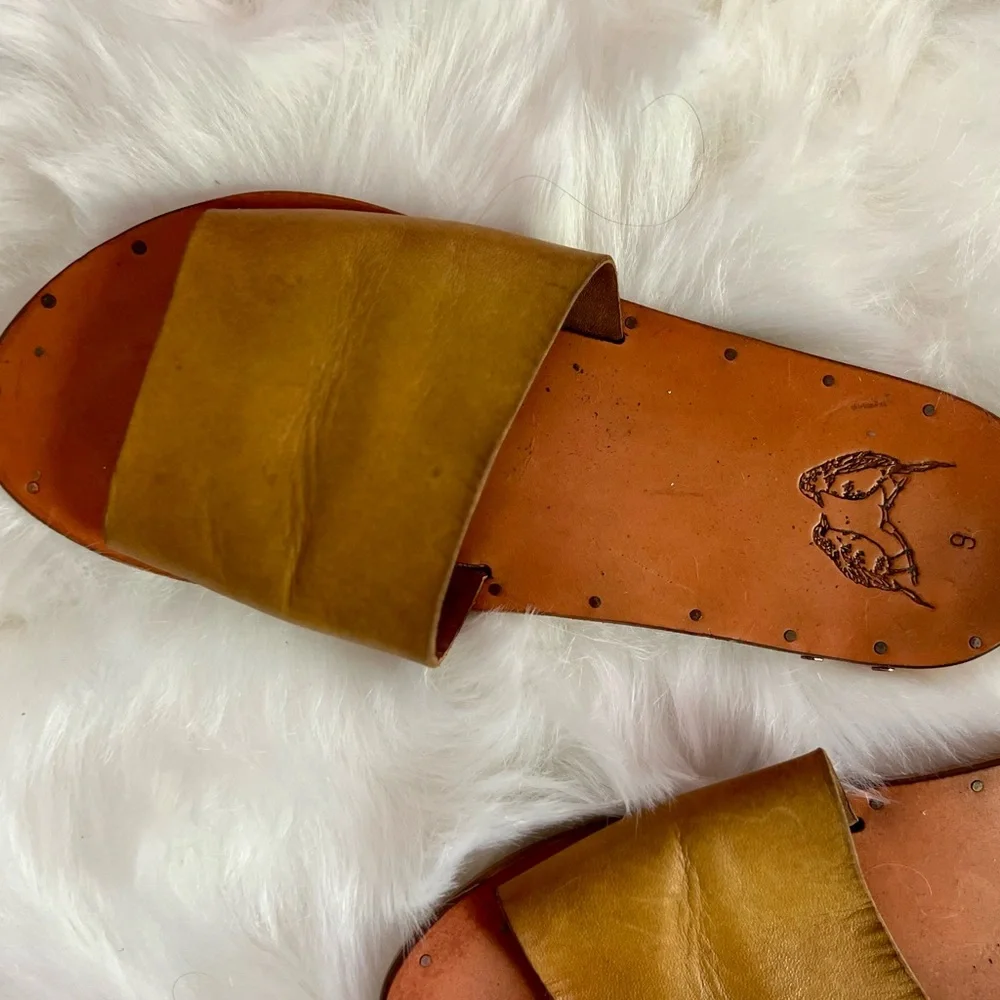 BEEK | Mustard Gold Slide Sandals - Picture 2 of 6